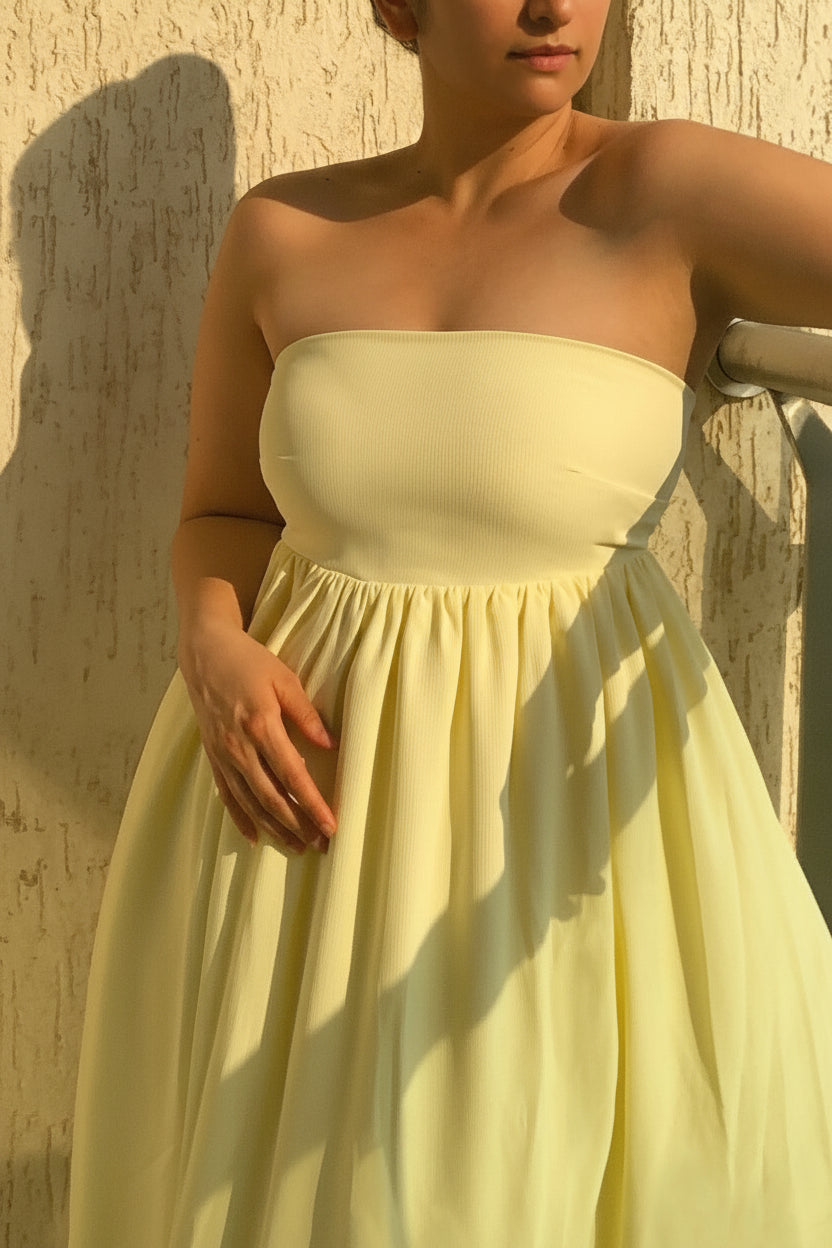 Golden Hour Tube Dress in Buttercream