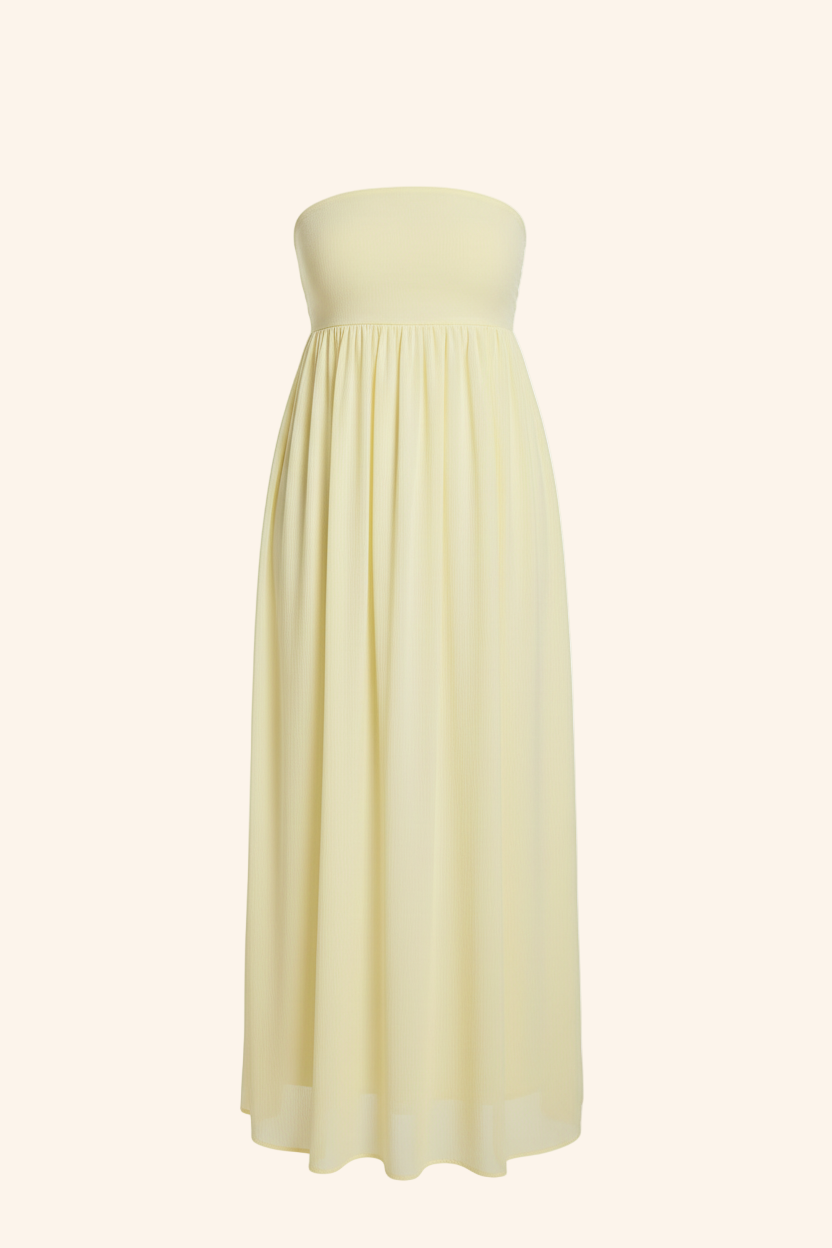 Golden Hour Buttercream Strapless Vacation Dress | Colors Of Love