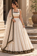 White Eyelet Cotton Lehenga Set with Halter Blouse & Dupatta