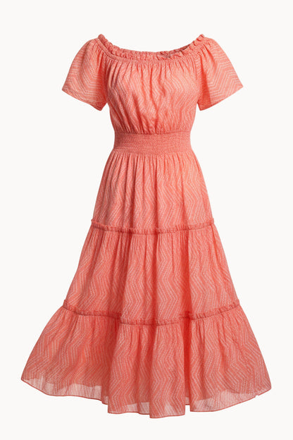 Coral Mulmul Midi Dress Peach Bloom